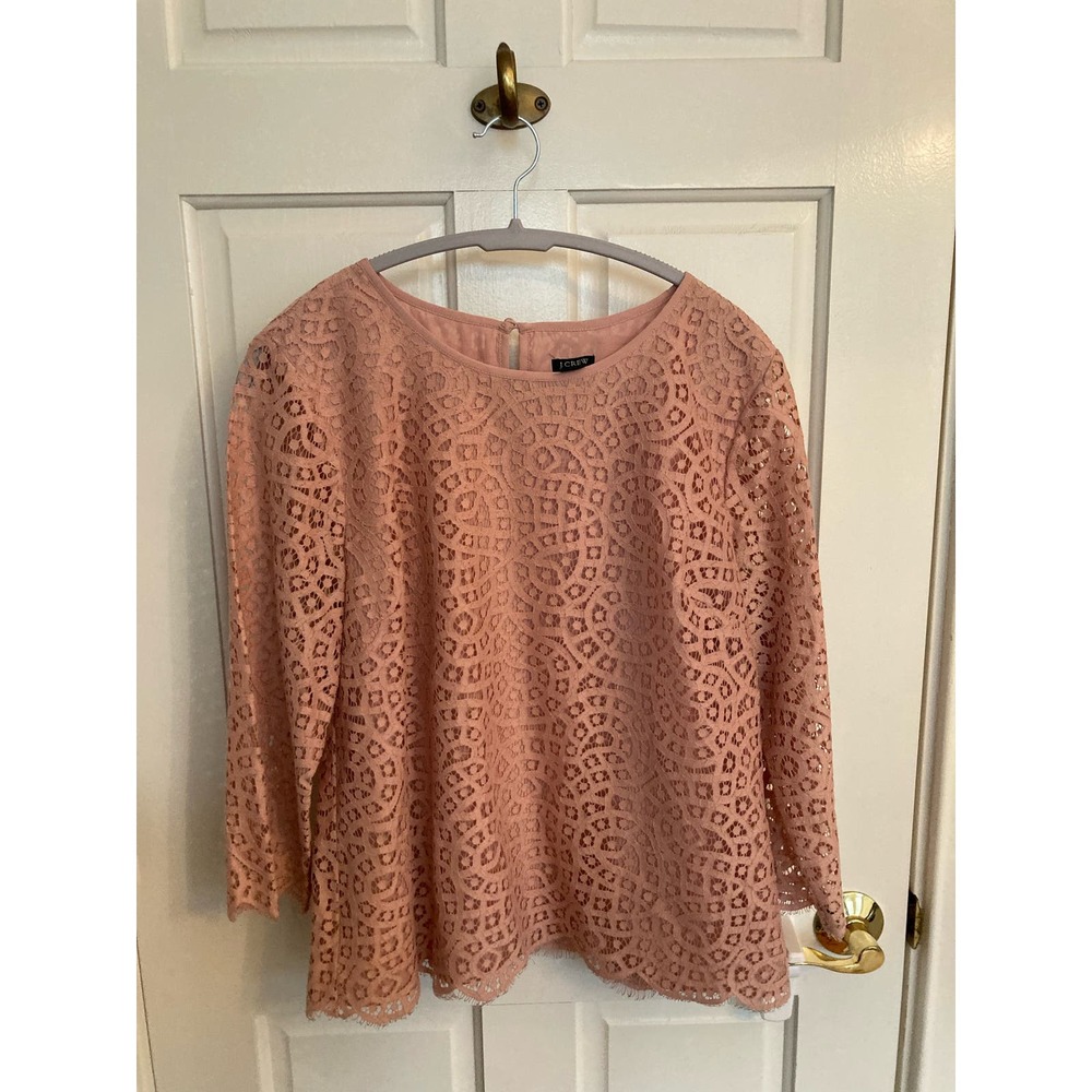J. Crew Lace Top Mauve Pink 3/4 Sleeves, Size 14